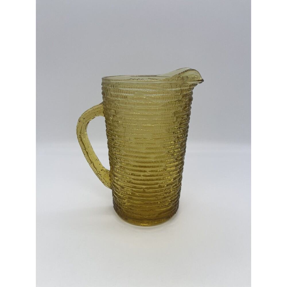 Vintage Anchor Hocking Soreno Bark Amber Glass Pitcher 1960s